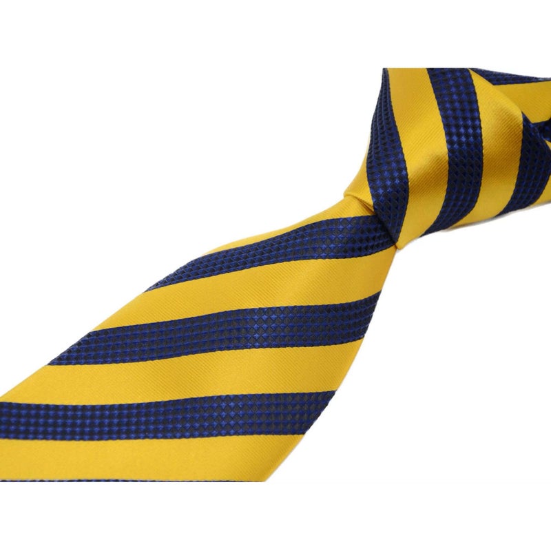 Geotae Zerun New Classic Men's Striped Silk Tie Necktie (Royal blue/Yellow) - Image 4